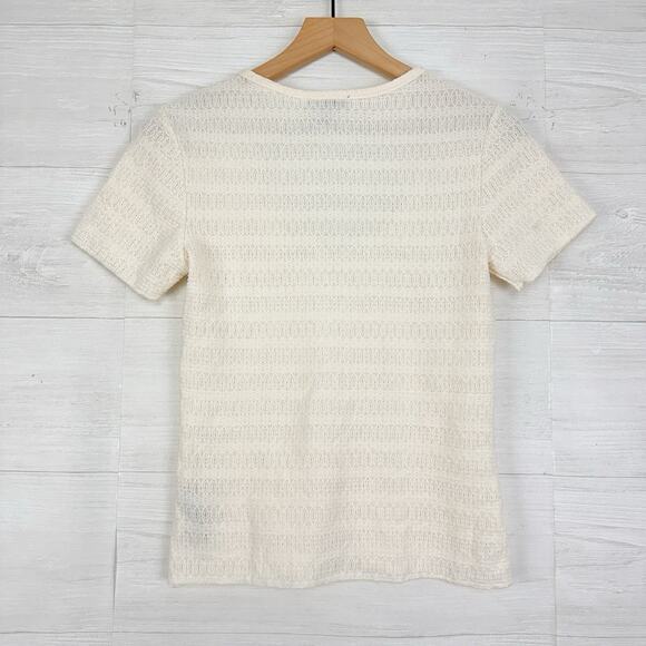 rag & bone Julia Scoop Neck Tee Women XS Ivory Sheer Pullover Stretch Minimalist - Picture 9 of 16
